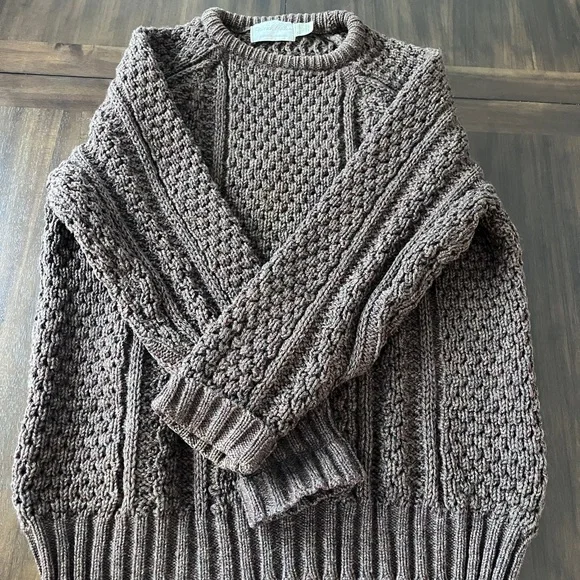 Chunky Knit Crewneck Sweater - Brown - Picture 2 of 13